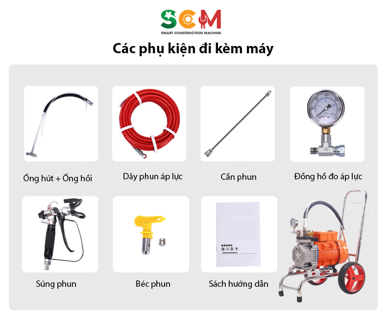 Máy phun sơn SCM-4000PS đầy đủ phụ kiện